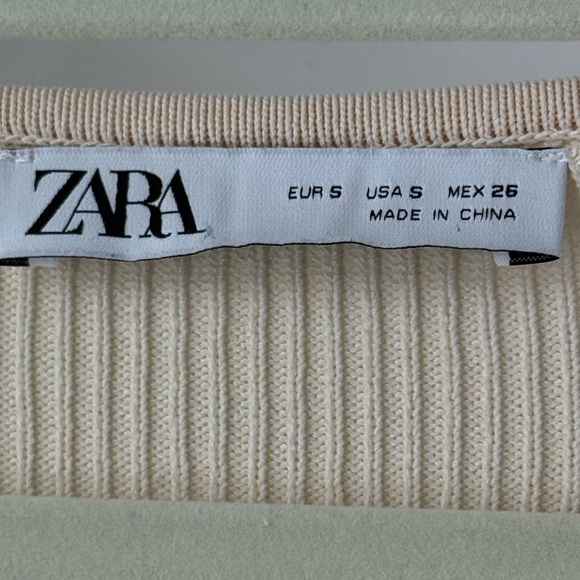 Rare Zara Ecru Ribbed Knit Midi Dress Sculpting Long Sleeve Bodycon Cream Beige - Picture 12 of 14